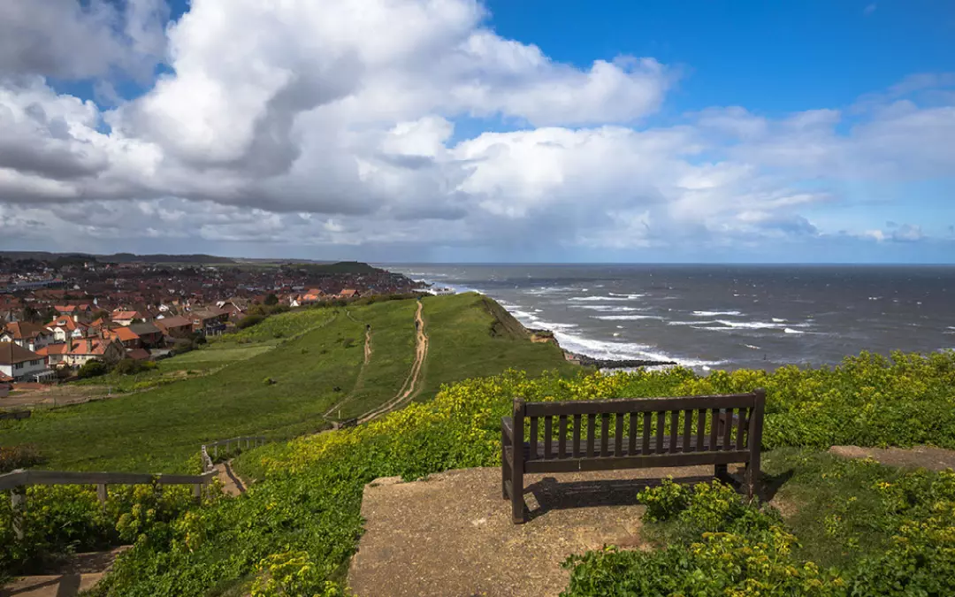 view of the Norfolk coast path and undulating views from Sheringham
