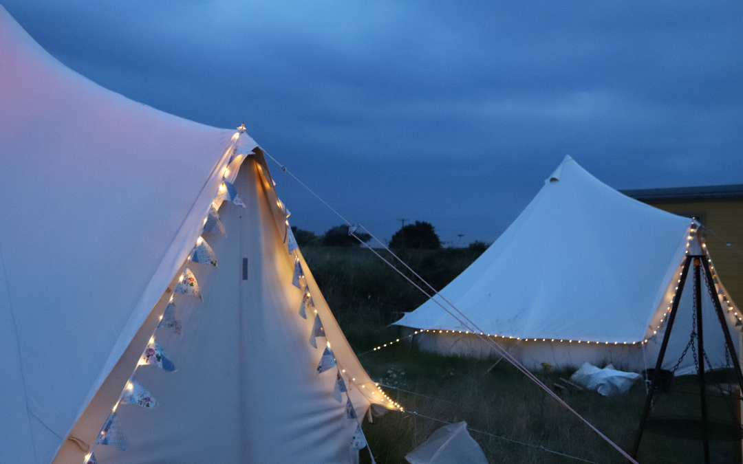 mYminiBreak Hunstanton Glamping Bell Tents with fairy lights to lighten up the dark evenings