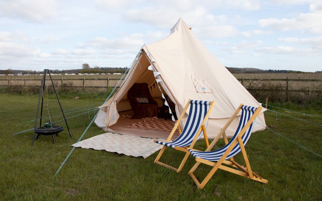 Fire pit bbqs and outside seating in our glamping bell tents at norfolk coast path Glamping