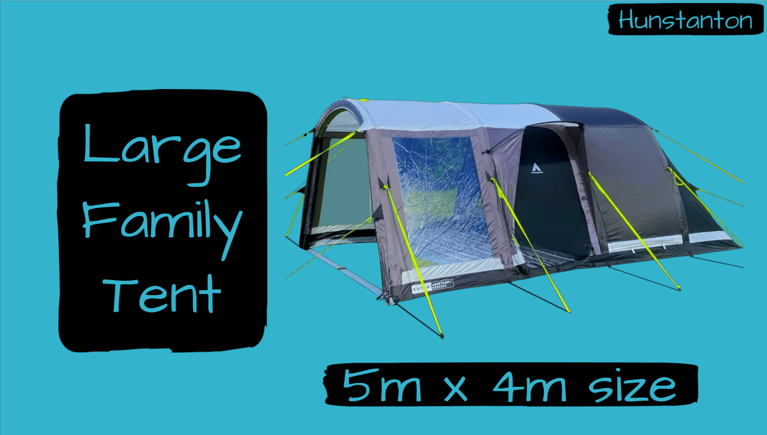 Large Family tent on a blue background with sizing