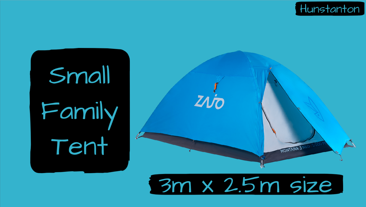 Small Family tent on a blue background with sizing