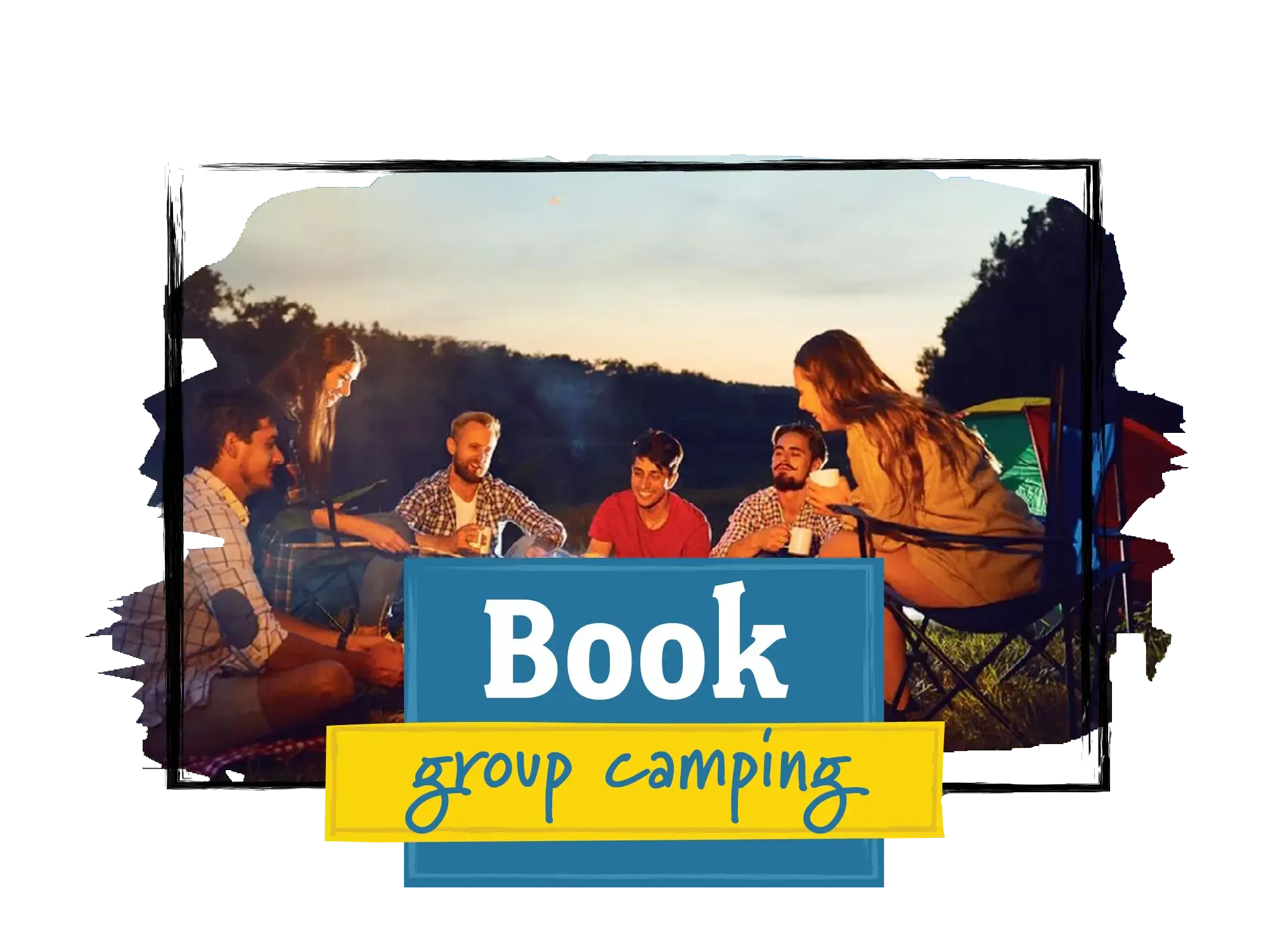 group of young adults camping