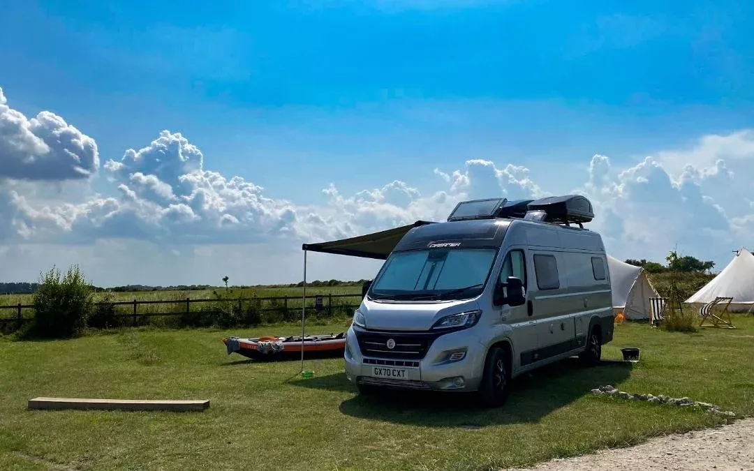 Norfolk Camping: Motor home pitch happy family