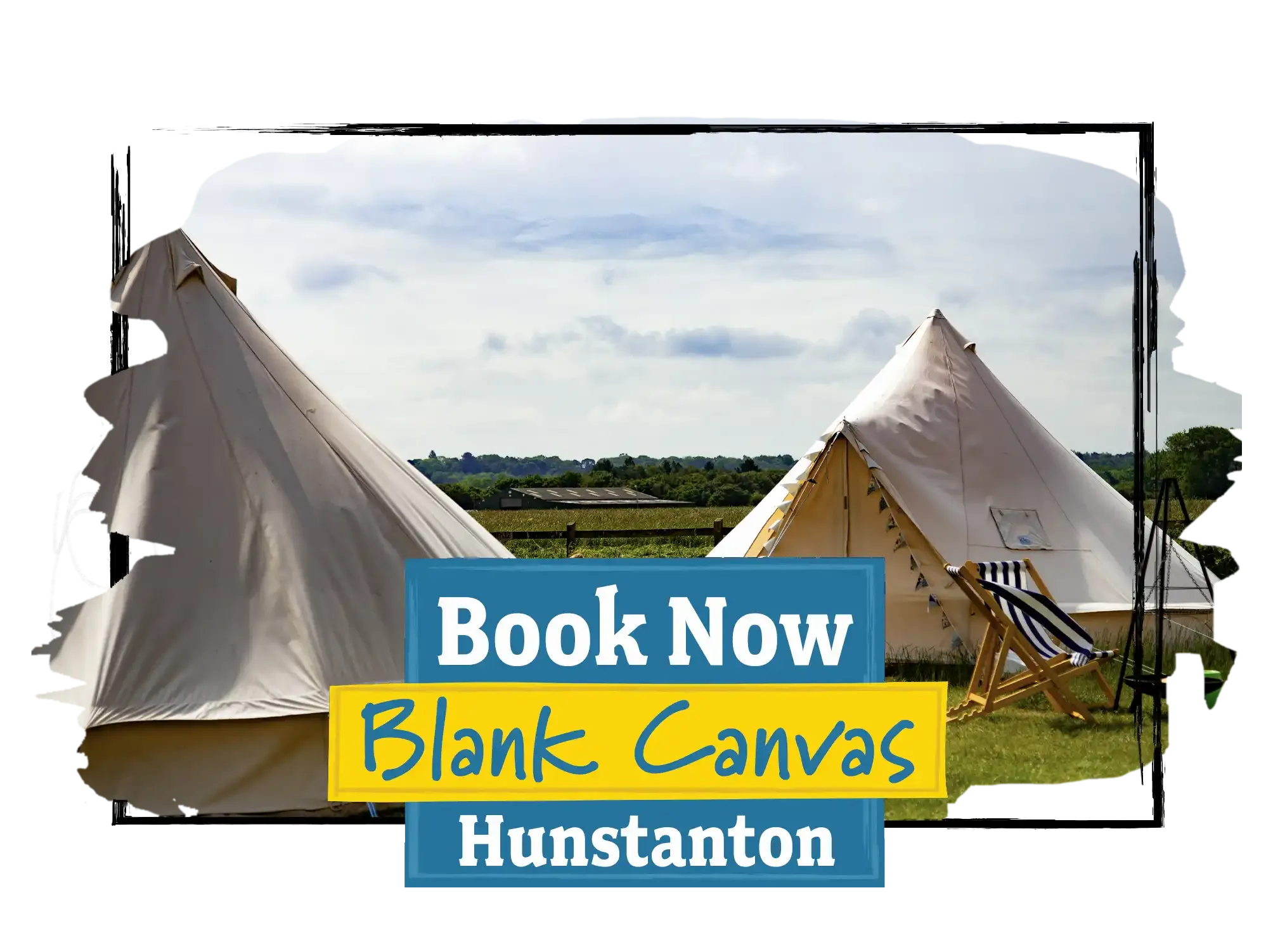 A blank canvas bell tent, erected ready for you to fill with all your gear